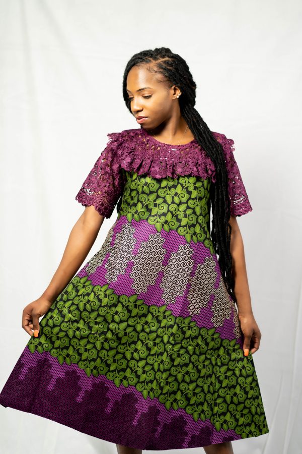 Benite Multi Colored Short Sleeves Gown