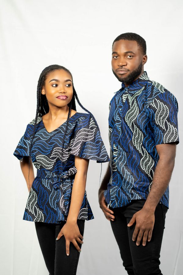 Thabo and Zanelle Blue Short Sleeves Shirts