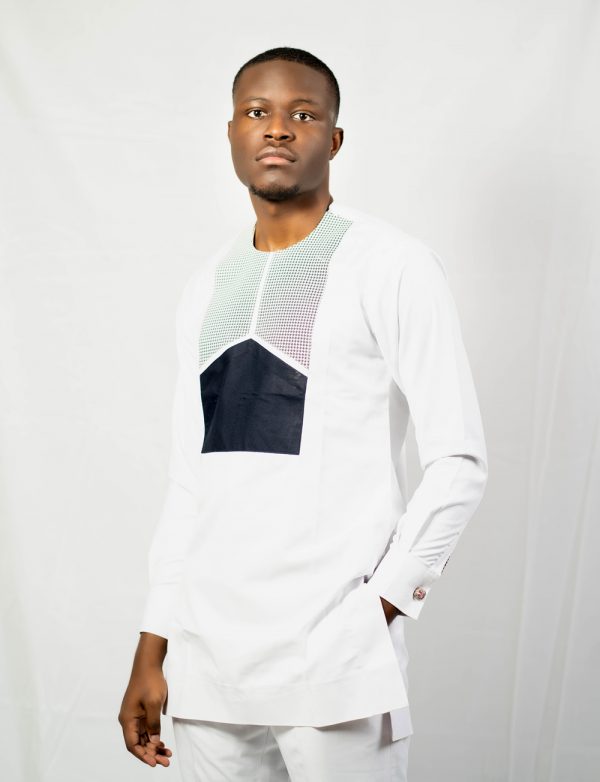 Ayman White Long Sleeves Shirt and Trouser