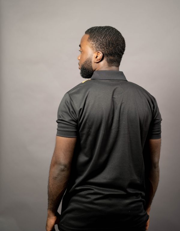 Gathee Black Short Sleeved T-Shirt with Collar